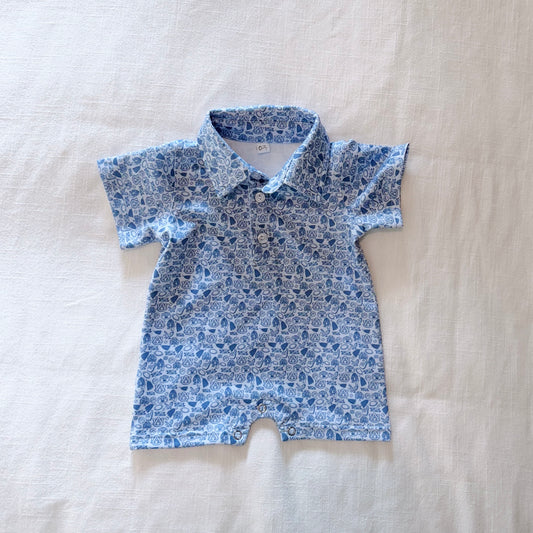 The James Romper War Eagle Pattern | Navy