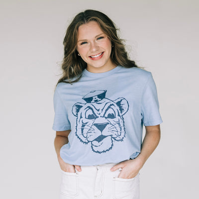 The Big Beanie Tiger | Heather Baby Blue Tee