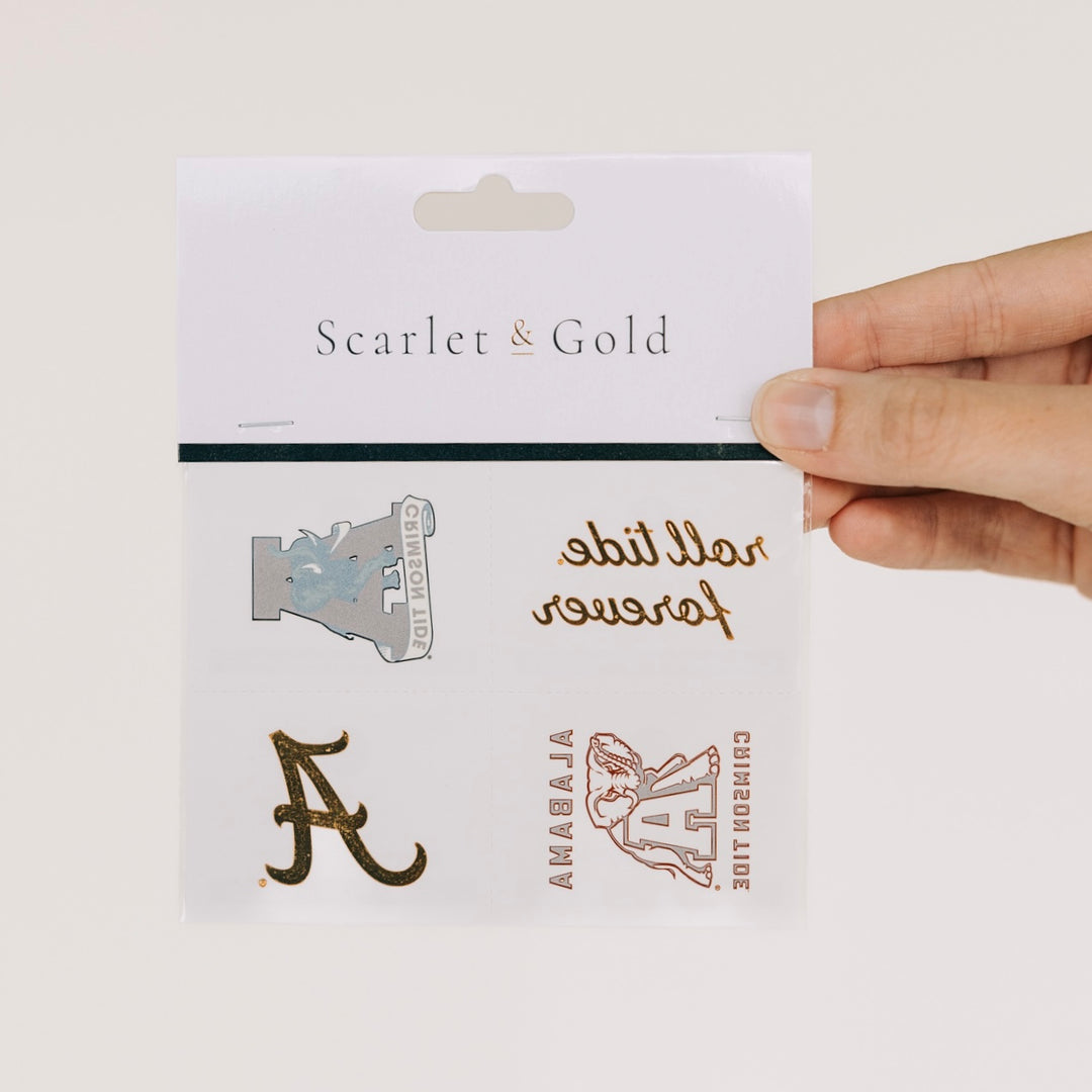 The Alabama Vintage | Temporary Face Tattoo Set – Scarlet \u0026 Gold, image size:1080x1080