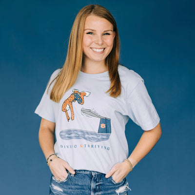 The Diving & Thriving Aubie | Baby Blue Oversized Tee