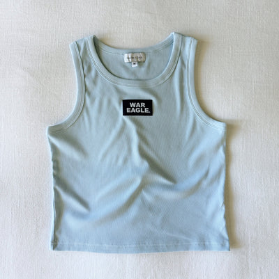 The Light Blue Liz Ribbed Tank  | War Eagle Woven Label