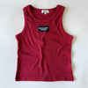 The Alli Ribbed Tank Woo Pig Sooie Woven Label | Crimson