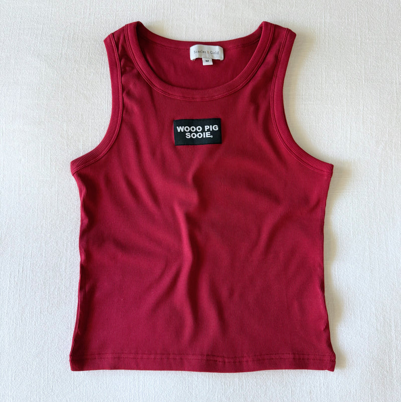 The Youth Crimson Liz Ribbed Tank | Woo Pig Sooie Woven Label