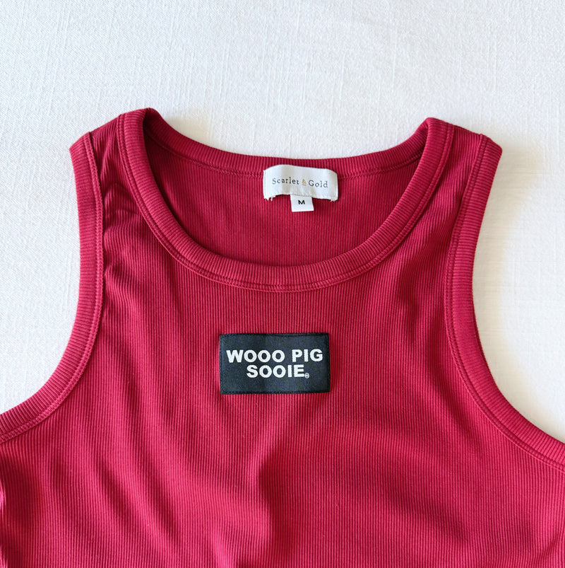 The Youth Crimson Liz Ribbed Tank | Woo Pig Sooie Woven Label