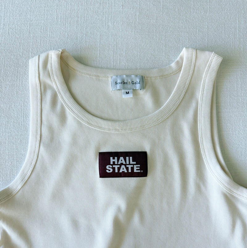 The Youth Bone Liz Ribbed Tank | Hail State Woven Label
