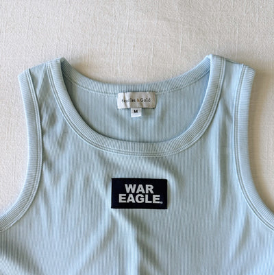 The Light Blue Liz Ribbed Tank  | War Eagle Woven Label