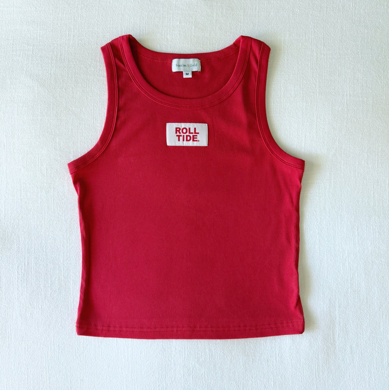 The Youth Red Liz Ribbed Tank | Roll Tide Woven Label