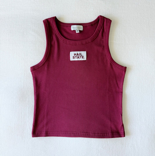 The Alli Ribbed Tank Hail State Woven Label | Youth Maroon