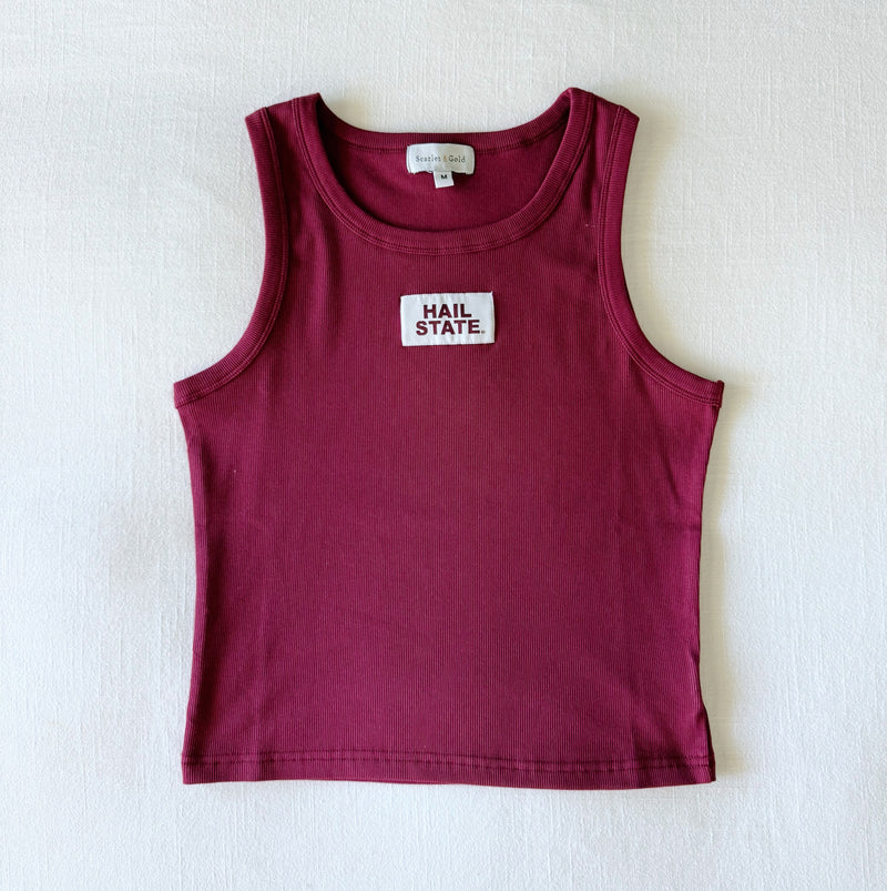 The Youth Maroon Liz Ribbed Tank | Hail State Woven Label