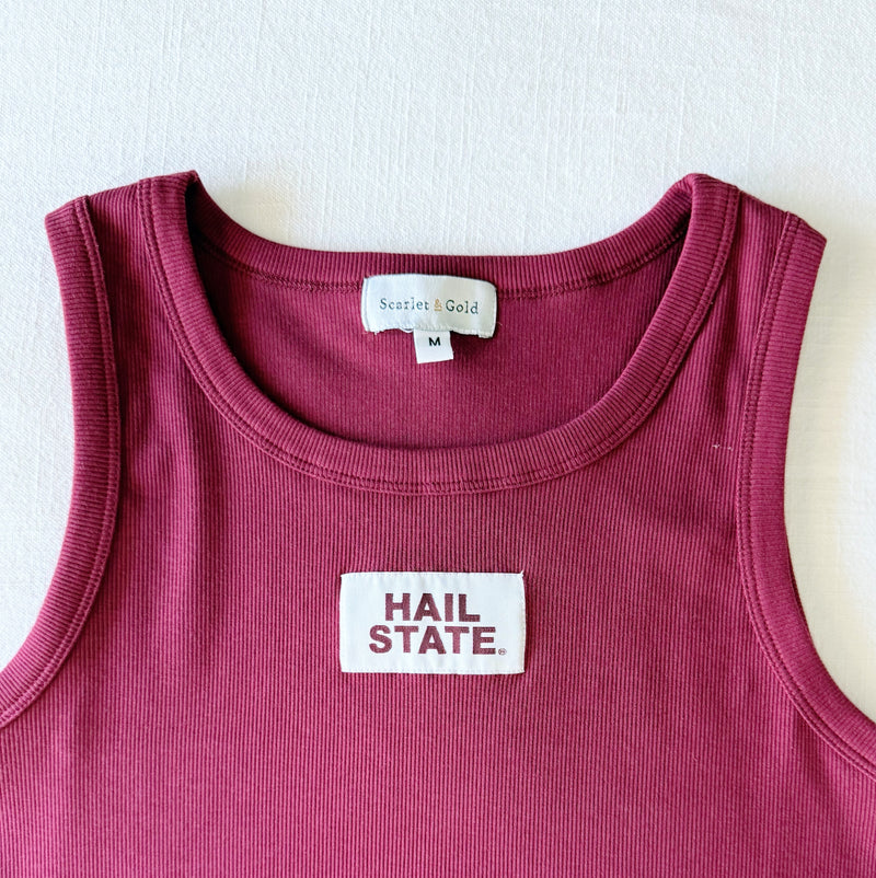 The Youth Maroon Liz Ribbed Tank | Hail State Woven Label