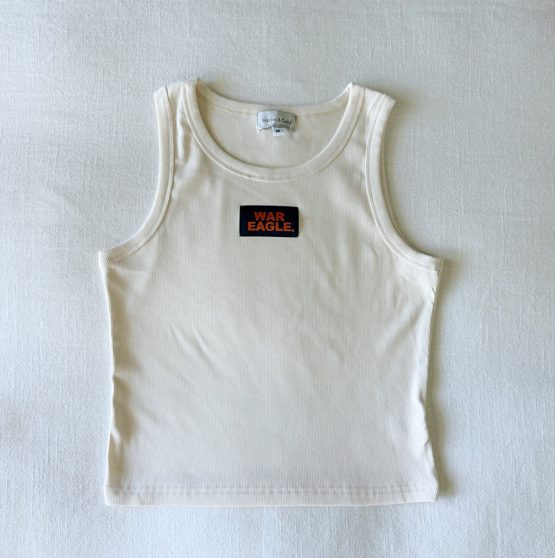 The Bone Liz Ribbed Tank  | War Eagle Woven Label