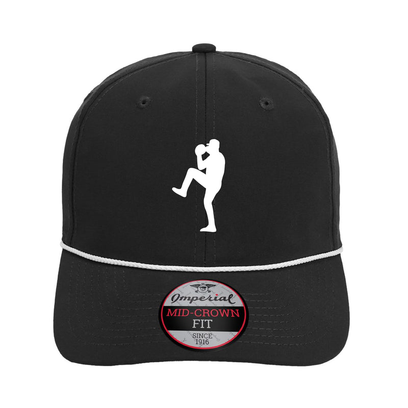 The Pitcher | Embroidered Black/White Wingman Cap