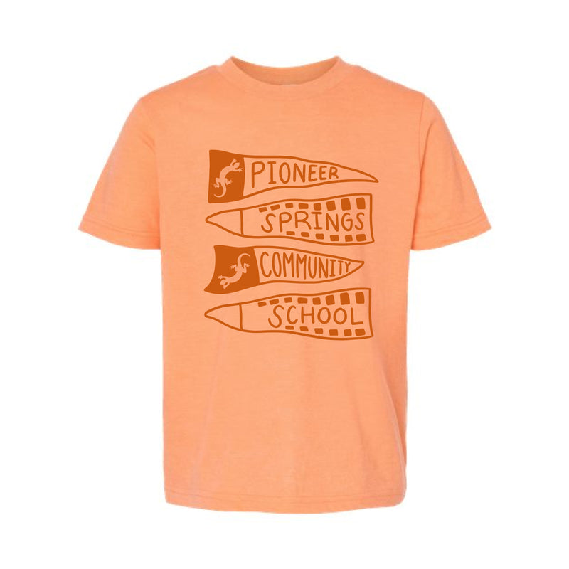 The Pioneer Springs Pennants | Heather Cantaloupe Oversized Youth Tee