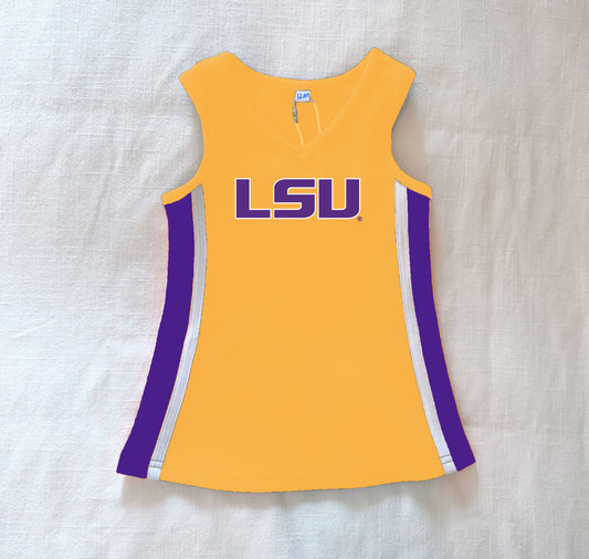 The LSU | Gold Power Stripe V-Neck Cheer Dress