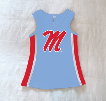 The Ole Miss | Light Blue Power Stripe V-Neck Cheer Dress