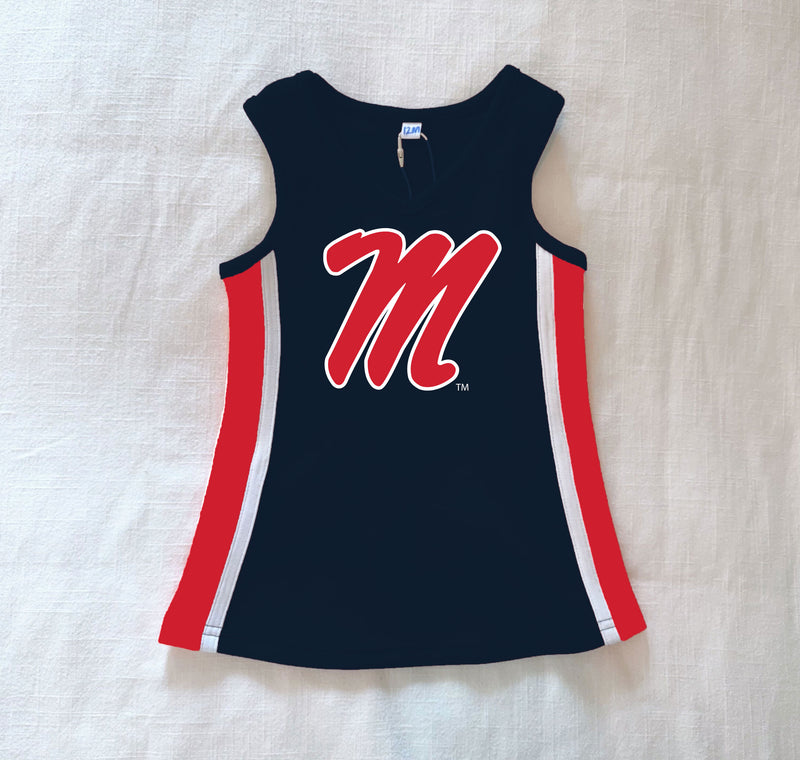 The Ole Miss | Navy Power Stripe V-Neck Cheer Dress