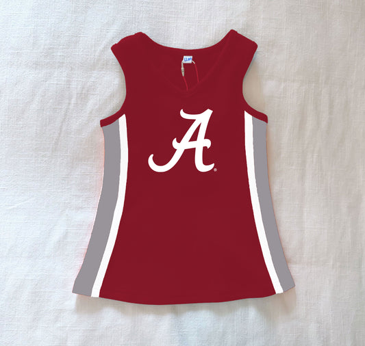 The University of Alabama | Deep Red Power Stripe V-Neck Cheer Dress *LOGO MISPRINT*