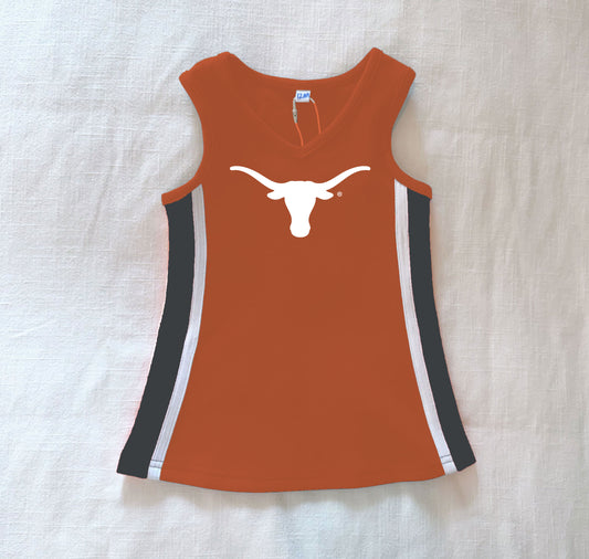 The University of Texas | Burnt Orange Power Stripe V-Neck Cheer Dress *LOGO MISPRINT*