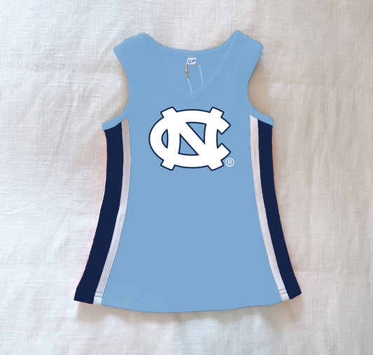 The UNC | Carolina Blue Power Stripe V-Neck Cheer Dress