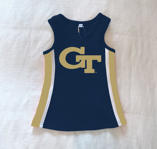 The Georgia Tech | Navy Power Stripe V-Neck Cheer Dress *LOGO MISPRINT*