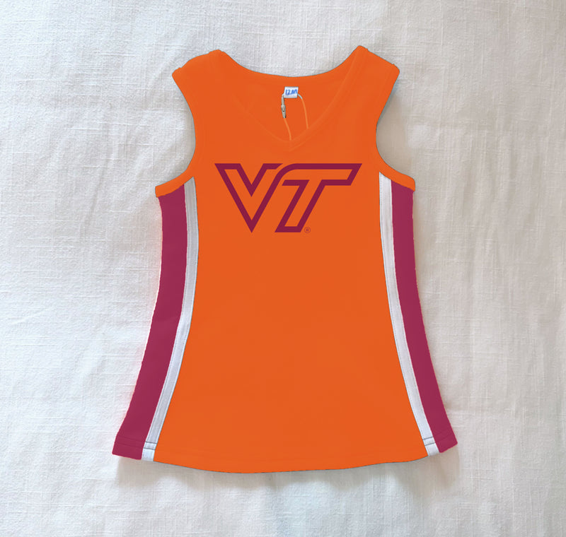 The Virginia Tech | Bright Orange Power Stripe V-Neck Cheer Dress