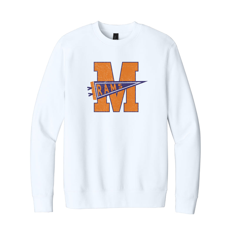 The Rams Pennant | White Crewneck