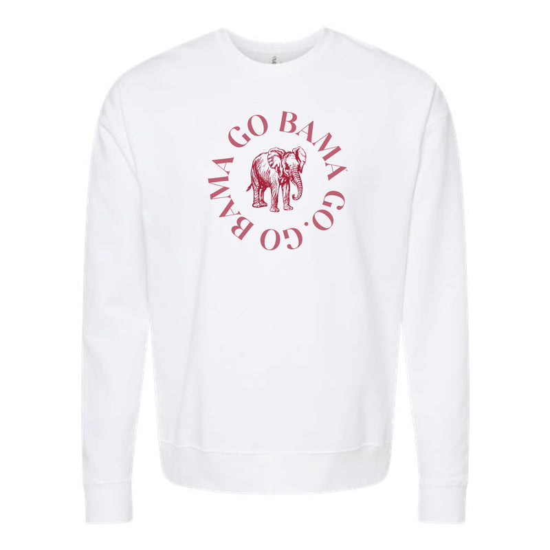 The Go Bama Go Elephant Curve | White Sweatshirt