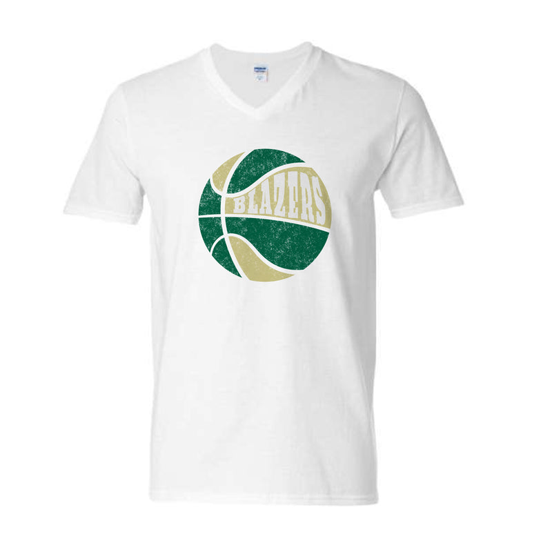 The Retro Blazers Basketball | White V-Neck Tee