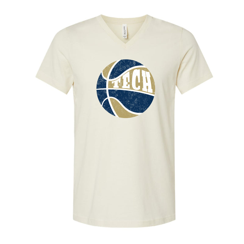 The Retro Tech Bball | Natural V-Neck Tee