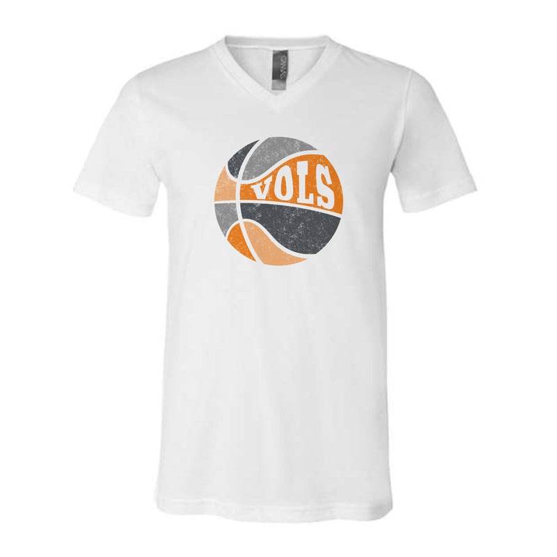 The Retro Vols Basketball | White V-Neck Tee