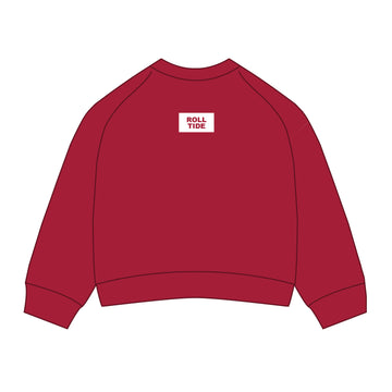 The Ava Crewneck Roll Tide Woven Label | Youth Crimson