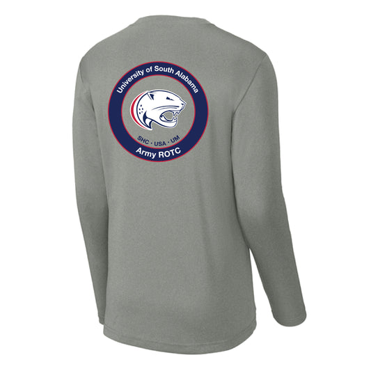 The ROTC Circle | Adult Grey Heather Sport Tek Long Sleeve Tee