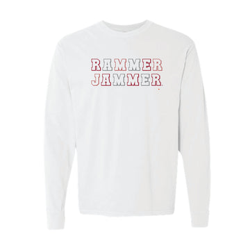 The Rammer Jammer Block | Adult White Long Sleeve Tee