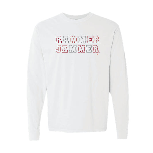 The Rammer Jammer Block | Adult White Long Sleeve Tee