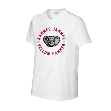 The Rammer Jammer Circle Est | Youth White/ White V-Neck