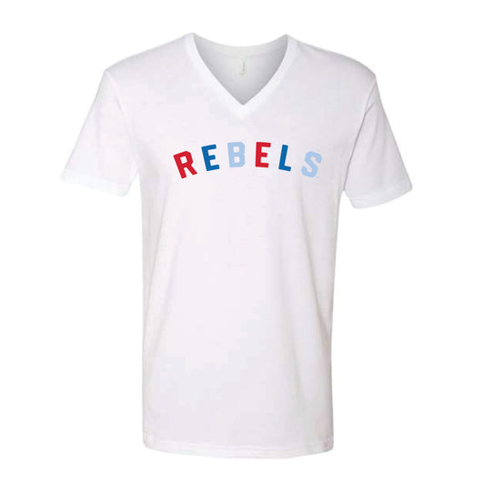 The Rebels Arch Multi  | Adult White V-Neck Tee