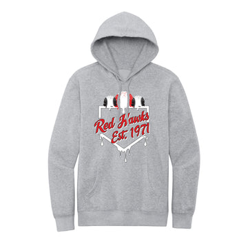 The Red Hawks Baseball | Adult Light Heather Grey Hoodie
