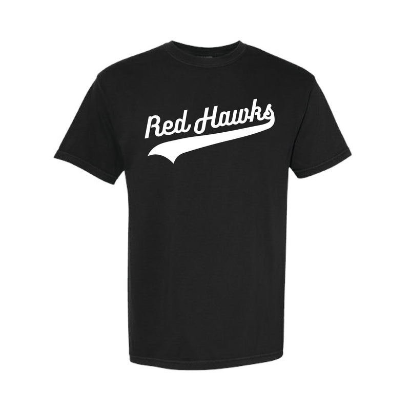 The Red Hawks Swoosh | Adult Black Tee