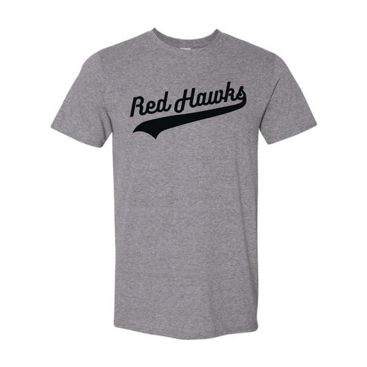 The Red Hawks Swoosh | Adult Graphite Heather Tee