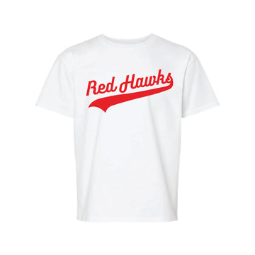 The Red Hawks Swoosh | Youth White Tee