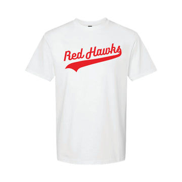 The Red Hawks Swoosh | Adult White Tee