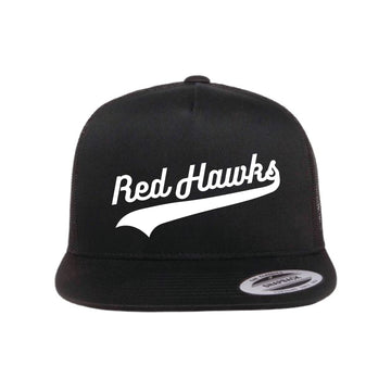 The Red Hawks Swoosh | Embroidered Black Trucker Cap