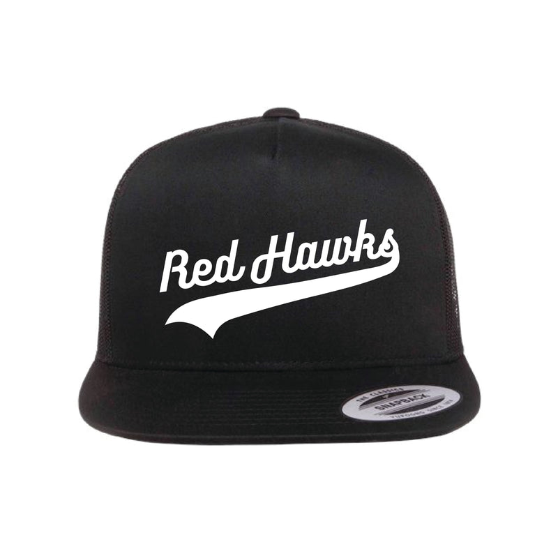 The Red Hawks Swoosh | Embroidered Black Trucker Cap