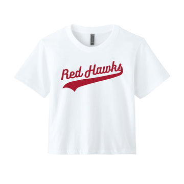 The Red Hawks Swoosh | Women's White Boxy Tee