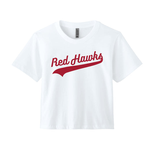 The Red Hawks Swoosh | Women's White Boxy Tee