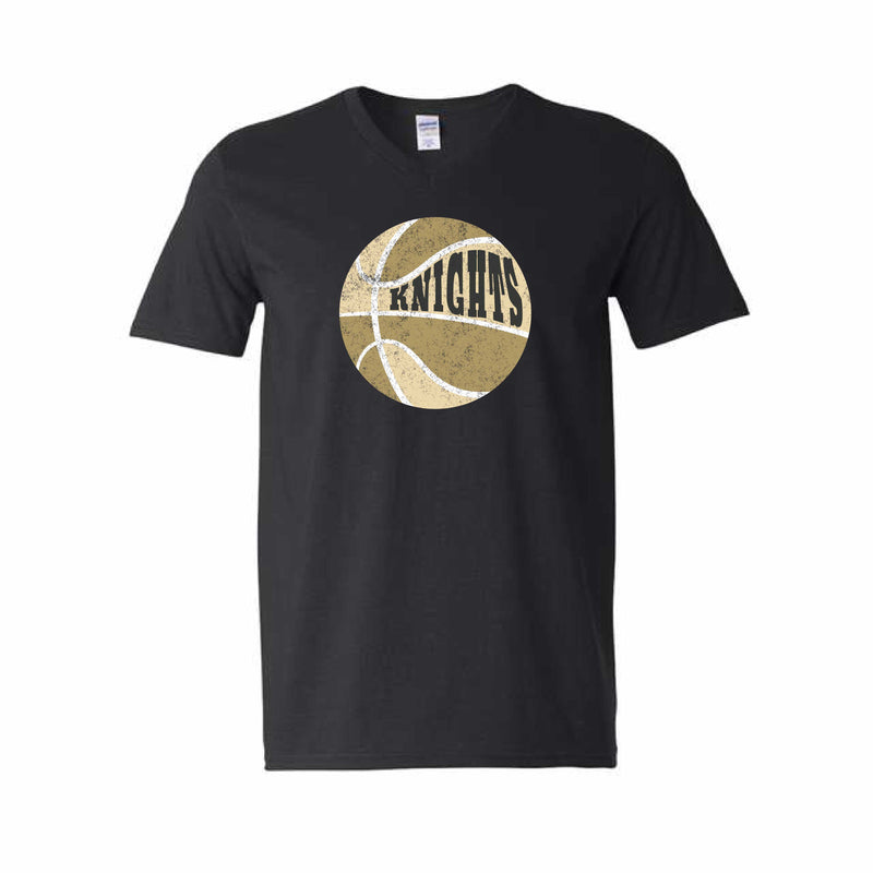 The Retro Basketball Multi | Black V-Neck Tee