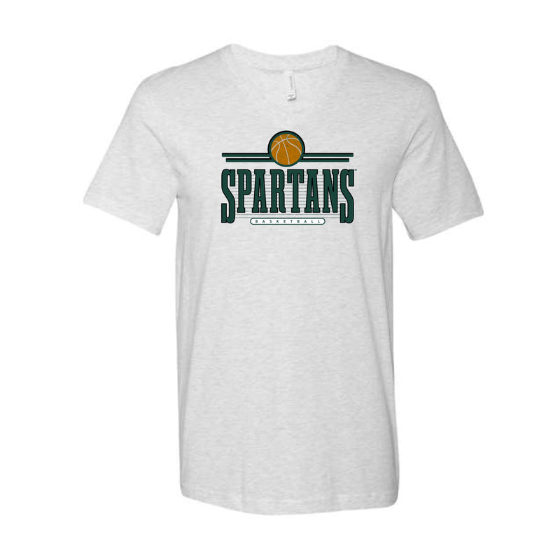 The Retro Spartans Basketball | Ash V-Neck Tee