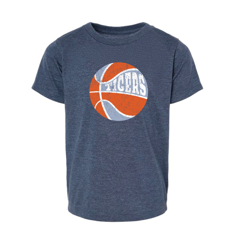 The Retro Tigers Bball | Toddler Heather Navy Tee