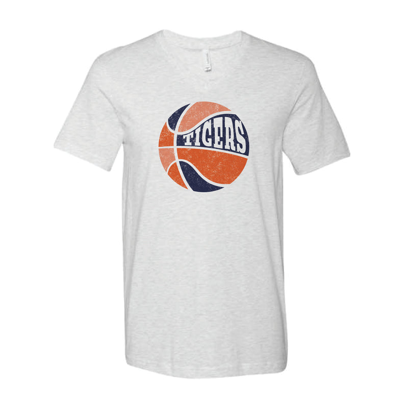 The Retro Tigers Bball | Ash V-Neck Tee