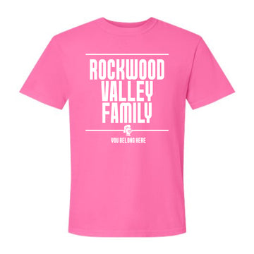 The Rockwood Valley Family Block | Neon Pink Tee